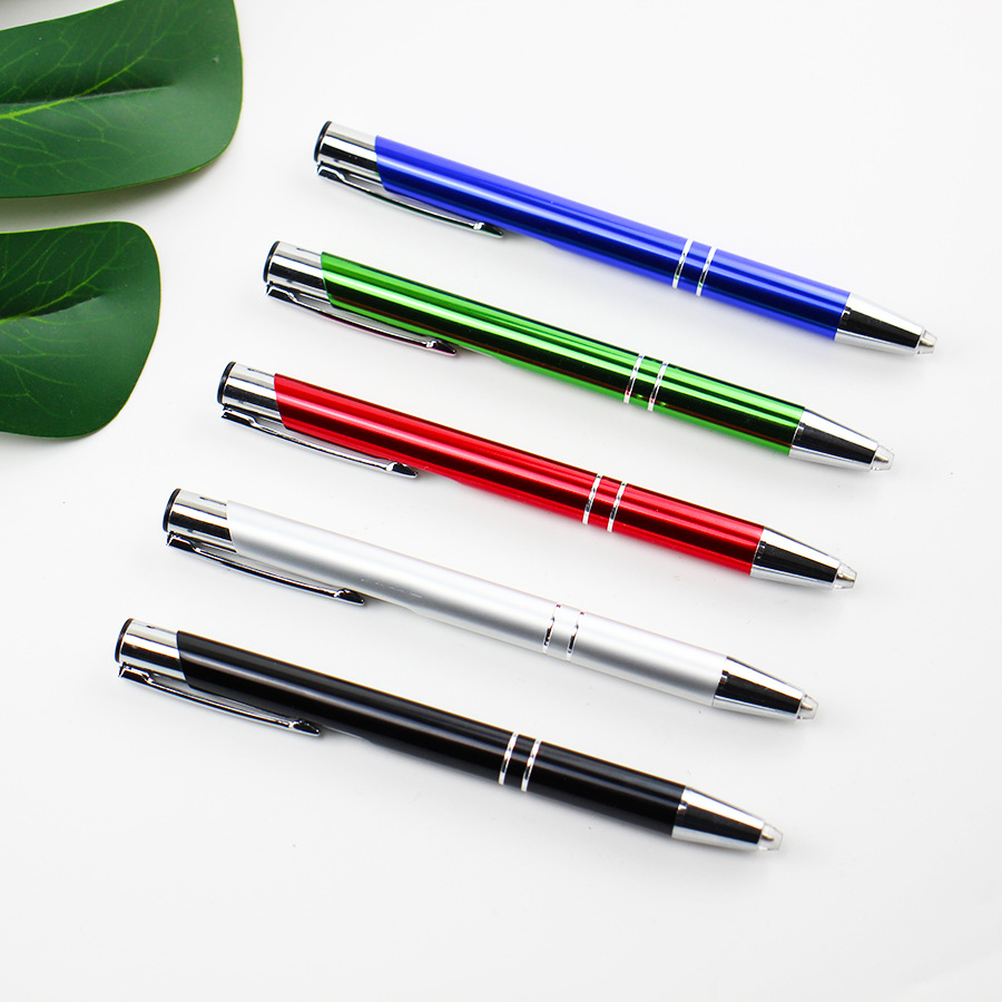 Bolígrafo pluma de metal de luz LED de color de la pluma de aluminio de la barra de prensa de la publicidad regalo de negocios láser LOGOTIPO en stock