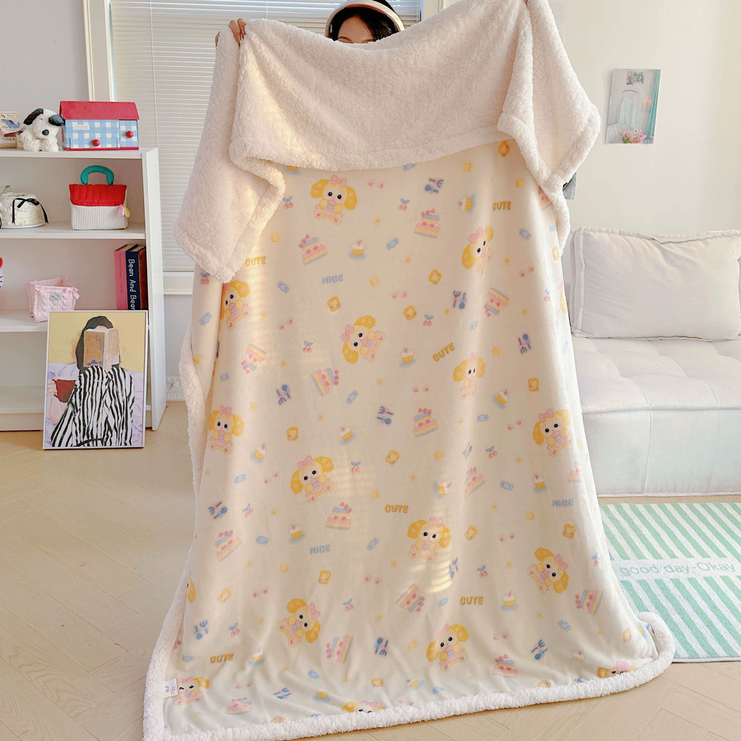 Новое Cartoon Milk Velvet Lamb Velvet Blanket Autumn and Winter Thickened Nap Blanket Office Lunch Break Air Conditioning Velvet Blanket Cover