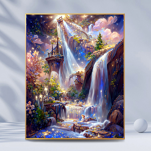 Star Waterfall Digital Oil Painting diy Fill Brilliant Star River Beautiful Cure Hand-painted Oil Color Decorative Painting