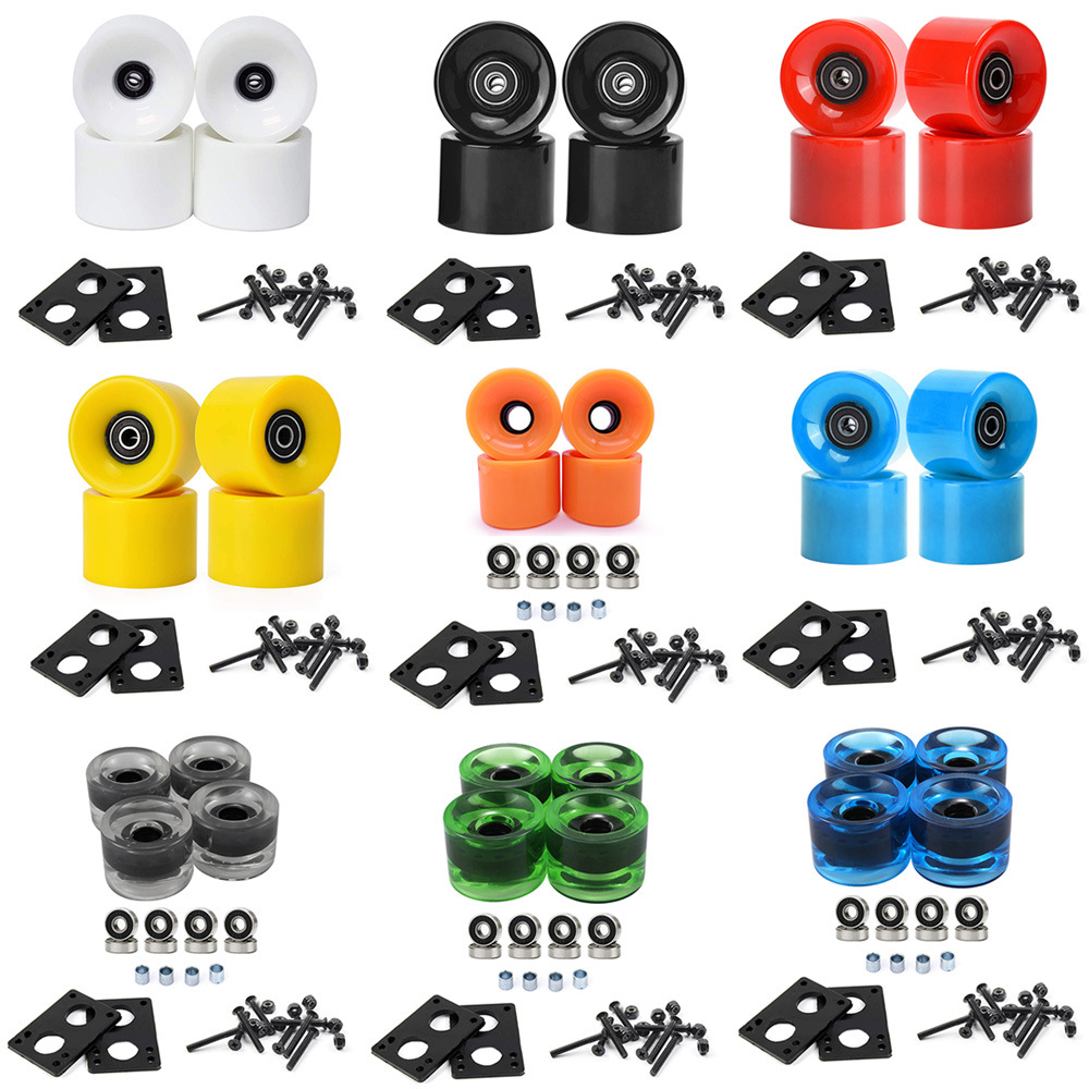 [Plastic Sealing] Four-Wheel 4Pc Skateboard 78A Longboard Pu Wheel Brush Street Wheel 70X51Mm Colorful 608Rs Bearing Sleeve