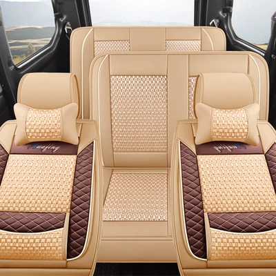 7-Seater Car Seat Covers for Universal seat cover - 7-seater-ice-silk-rice-color-conjoined-in-the-middle-row-604015