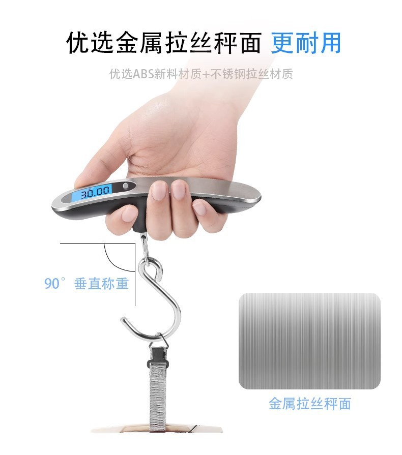 Hochpräzisions-Handschuhe-Waage 50 kg Kofferwaage Kofferwaage tragbare Mini-Digitalwaage Hakenhaken-Angelwaage Express-Gramm-Waage