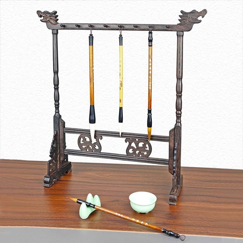 Brush faucet shelf cheap pen hanging calligraphy study four treasures Chinese style chicken wing wood brush storage rack