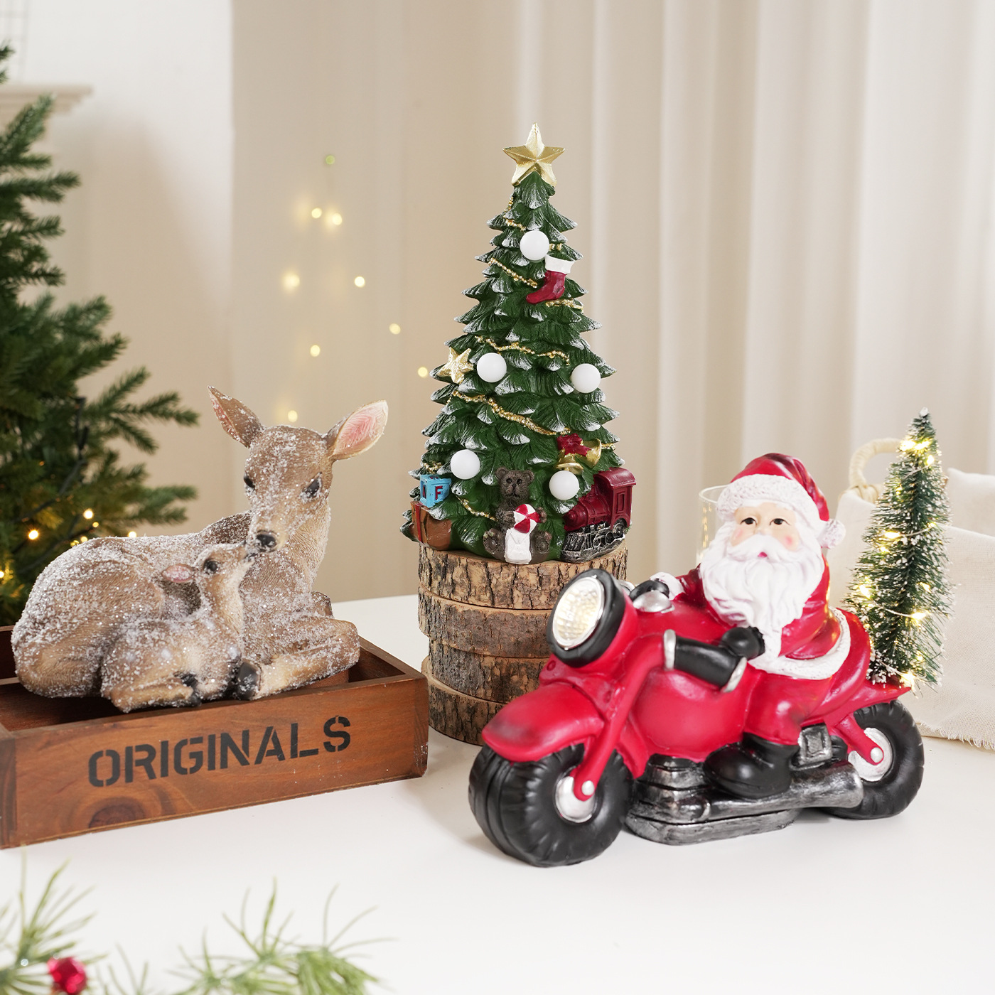 Resina transfronteriza Santa decoración brillante creativa Navidad regalos decoraciones decoración de atmósfera de vacaciones