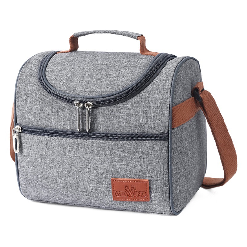 Bolsa de lonchera de aislamiento de papel de aluminio engrosado en stock de fábrica, bolsa bento de aislamiento de mensajero de un solo hombro, bolsa bento para estudiantes de oficina