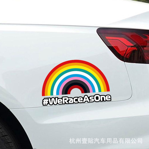 Car stickers racing F1 rainbow internet celebrity body personalized car window decoration stickers electric vehicle flat scratch decoration stickers