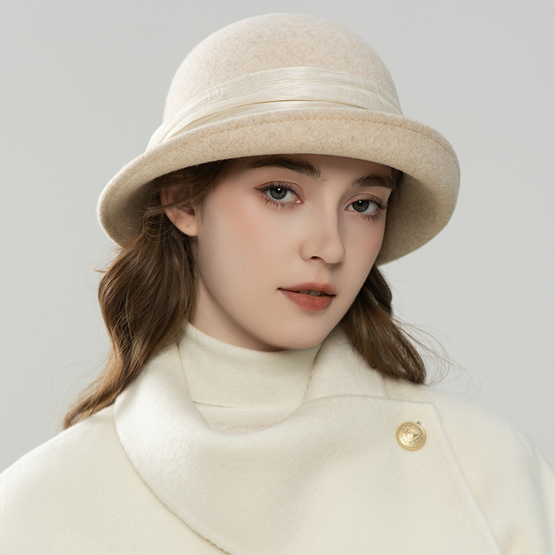 Mũ len nữ mùa thu đông kiểu Hepburn phong cách Pháp cổ điển thanh lịch, vành rộng che mặt, dáng mũ nhỏ — Gạo trộn