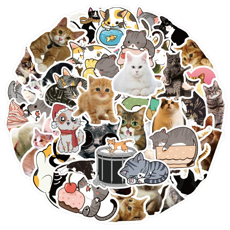 100 наклеек с котятами и щенками, граффити, персонализированная творческая декоративная наклейка DIY карманная водонепроницаемая пленка