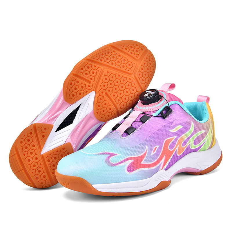 Nuevos zapatos de bádminton infantiles Beacon transfronterizos jóvenes ligeros respirables y amortiguadores botones giratorios zapatos de tenis de mesa