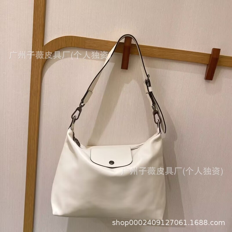 French Longchamp Hobo Underarm Bag Large Capacity Fashionable Shoulder Bag for Women Versatile Genuine Leather Bag Tote Crossbody