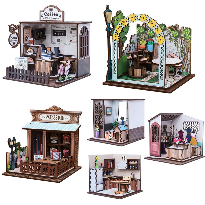 Cross-Border New DIY Cabin Coffee House 3D Stereo Wooden Assembled Doll House Original Handmade DIY Miniature House Cross-Border New DIY Cabin Coffee House 3D Stereo Wooden Assembled Doll House Original Handmade DIY Miniature House
