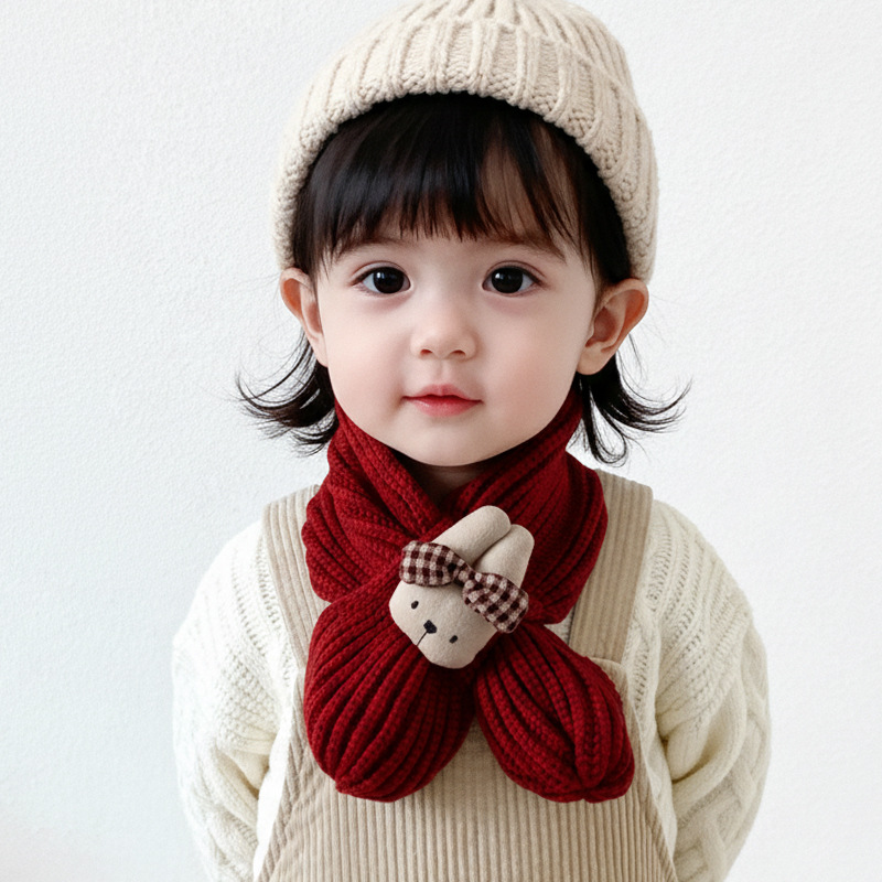 Baja para niños otoño y invierno baby tejer lana bufandas cruzadas niños niñas lindos invierno protector de cuello