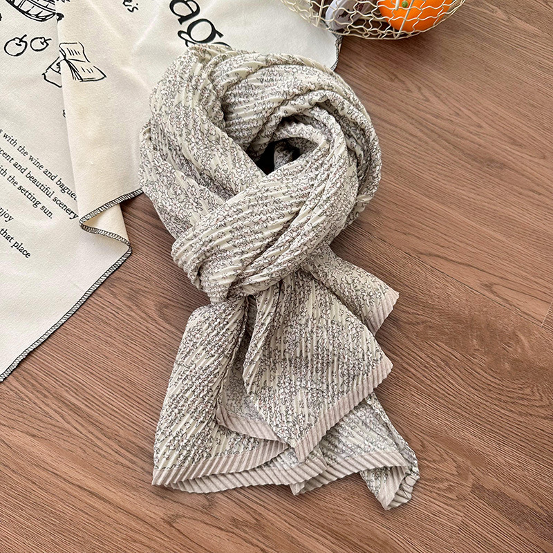 Pequeñas flores de algodón y lino dobladas bufandas de mujeres otoño y invierno estilo coreano aire acondicionado sala de protección de cuello decoración collar largo chal