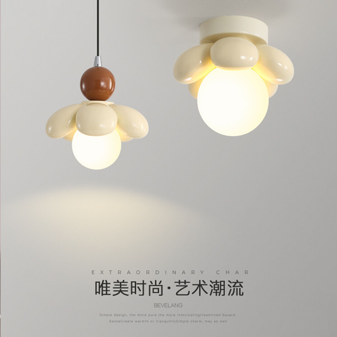 臥室床頭小吊燈現代簡約奶油花朵燈過道走廊入戶玄關門廳燈燈具燈
