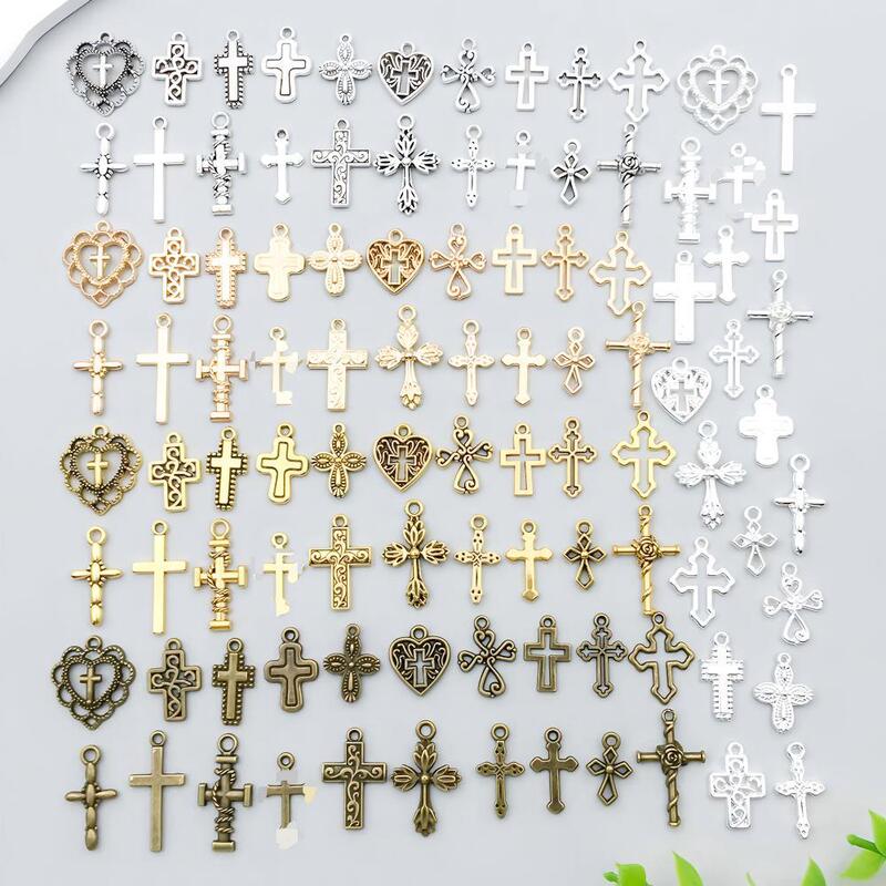 Mixed 100 5 Color Love Hollow Cross Series Alloy Pendant Pendant DIY Bracelet Necklace Accessories Mixed 100 5 Color Love Hollow Cross Series Alloy Pendant Pendant DIY Bracelet Necklace Accessories