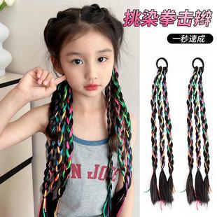 Ponytail Wig for Women with Long Hair, Colorful Boxing Braids, High-Temperature Silk Y2K Highlights, Dirty Braids, Double Braids, Wholesale Ponytail