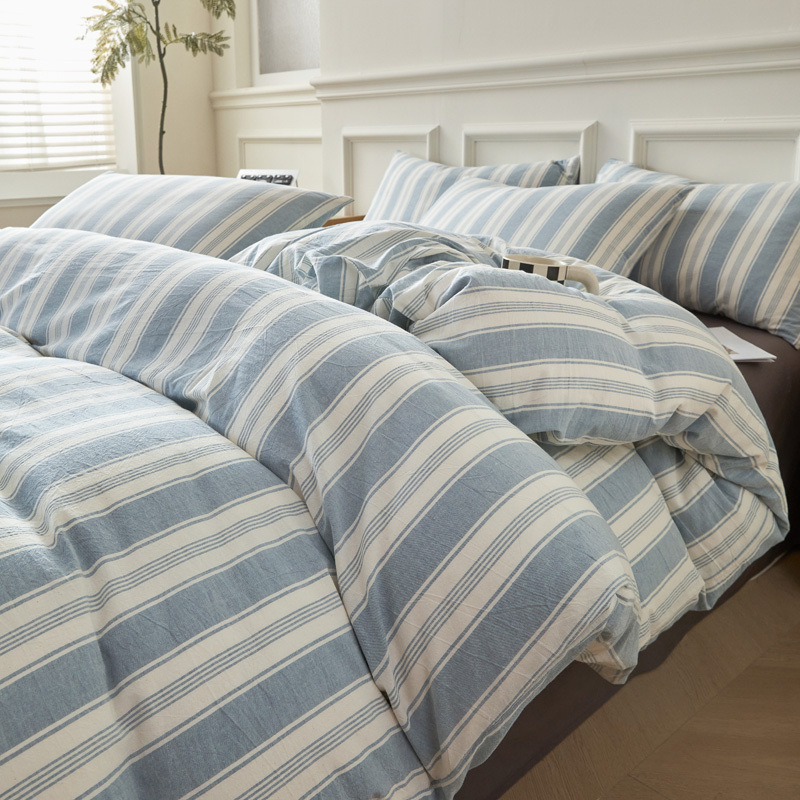 Nuevo estilo nórdico cama de algodón puro traje de cuatro piezas sábanas de algodón lavado de algodón edredón conjunto de dormitorio de tres piezas 2025 nuevo