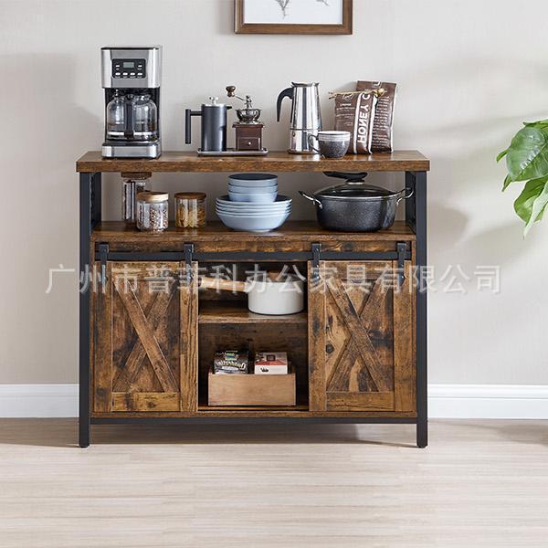 Living Room Kitchen Furniture Farmhouse Style Barn Door Sideboard Vintage Craft Iron Wood Furniture Multifunctional Cabinet Customized