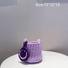 包包女2023新品韩国网红撞色针织镂空笑脸水桶包单肩斜挎包子母包