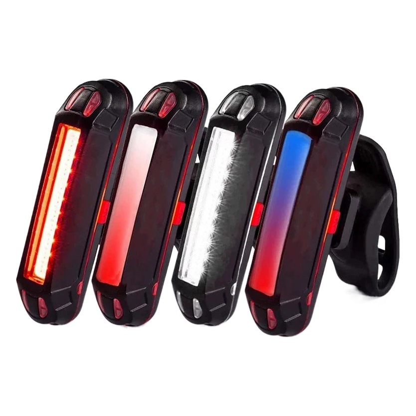 Venta al por mayor luz de la bicicleta USB recargable luz trasera COB brillante Lámpara de perlas de bicicleta de montaña luz de advertencia de bicicleta equipo