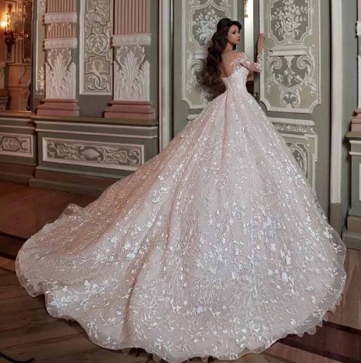 Vestido de novia de talla grande para comercio transfronterizo europeo y americano, modelo nuevo 2026, con cola larga, sin espalda, de ensueño, de manga larga. image 6