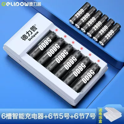 Large Capacity Microphone Battery — Hibrid akkumulyator batareyaları - 6-slot-rotating-light-charger-5-no-6-sections-7-no-6-sections