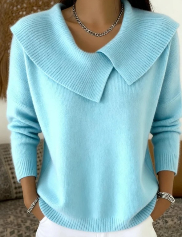 Women's Clothing Fashion Retro Slimming Collar Sweater For Women Style Versatile Knitwear Elegant Look For Formal & Casual For Women_ecoleips.com