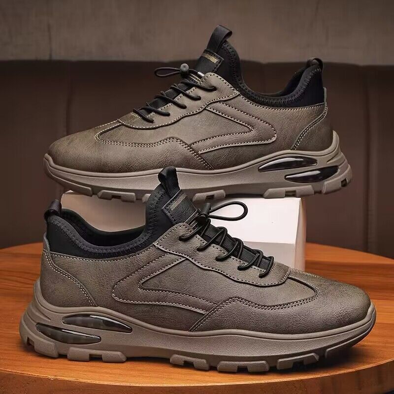 Zapatos de otoño para hombre nuevos zapatos de chef transpirables zapatos de cuero de moda versátiles de suela gruesa de cuero deportes casuales corriendo zapatos de papá