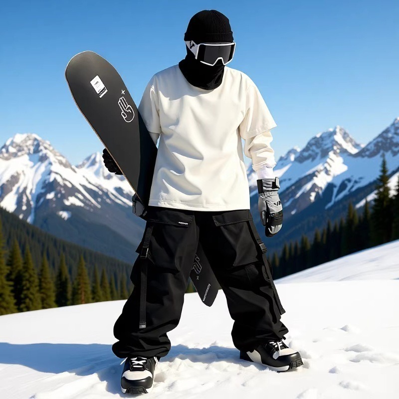 American-Style Functional Snowboard Pants, Windproof and Waterproof, Multi-Pocket, Unisex, Suitable for Skiing and Casual Wear
