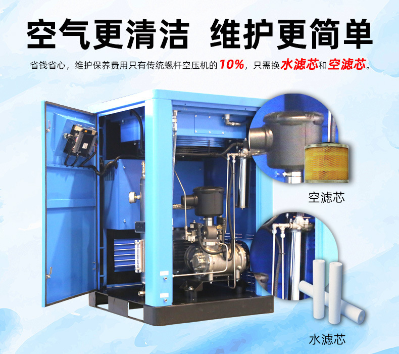 Permanent Magnet Variable Frequency Water Lubricated Screw Type 15 Kw Air Compressor Low Pressure 22Kw Spiral Air Pump Air Compressor