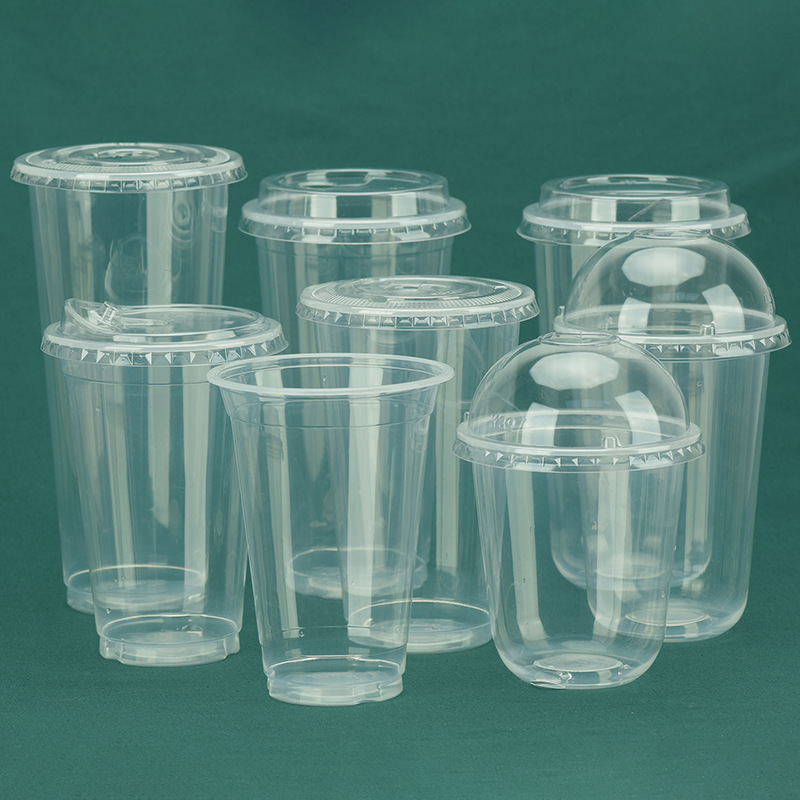 90 calibre PP taza de plástico desechable taza de café y té de leche caliente y frío universal taza transparente gruesa red red taza U