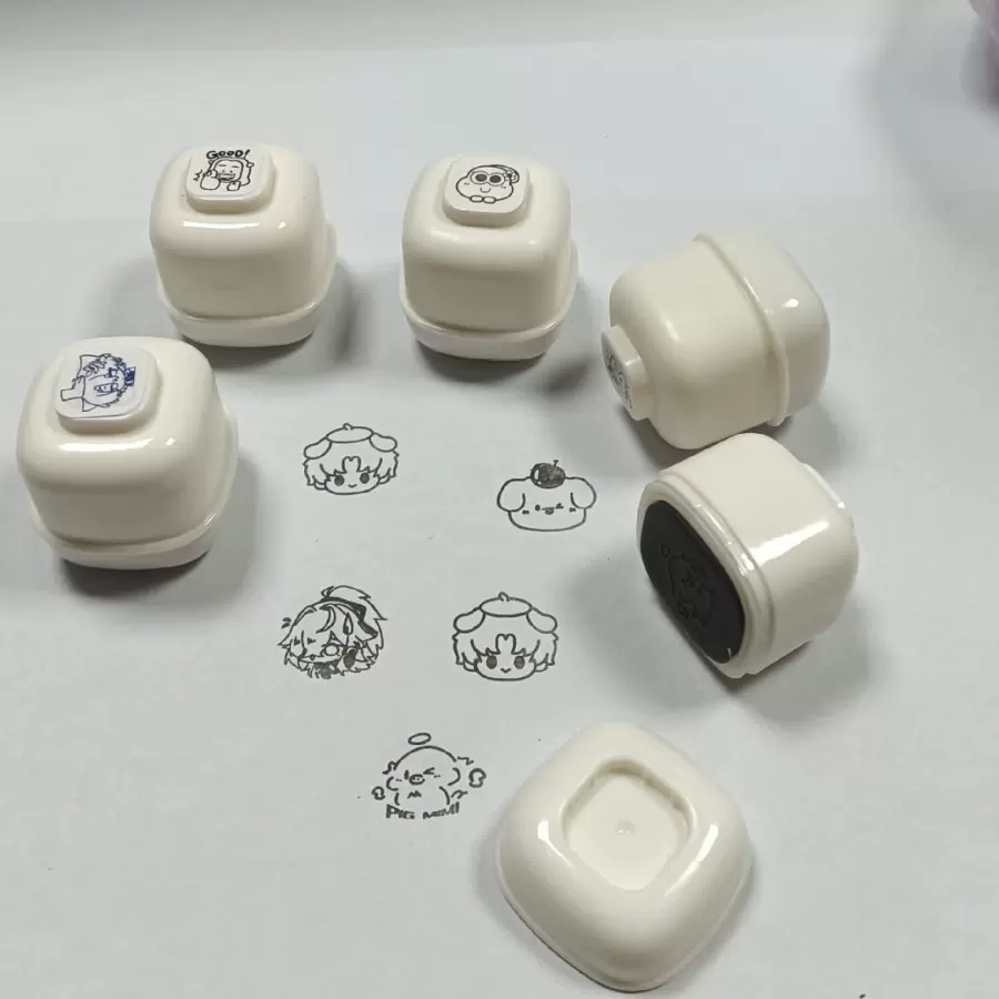 白色小圆章制作光敏小白章手账印章 DIY手帐方型印章LOGO活动礼品