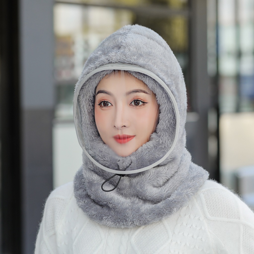 2021 Korean Style Women's New Winter Anti-cold Hat Velvet Thickened Anti-fog Lei Feng Hat Travel Cycling Anti-wind Hat