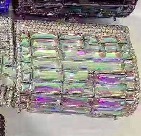 Túi clutch nữ đính đá rhinestone dạ hội cầm tay — Màu Sâm panh, Đế Vàng Kim Cương, Nền vàng kim cương trắng, Vàng kim AB chi tiết 25