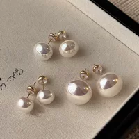 Earrings Silver 925 pearl double‑sided studs with tassel style, light luxury, pearls 8–16 mm