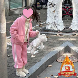 女童套装2026新款韩版儿童卫衣裤子时尚洋气加绒加厚休闲两件套