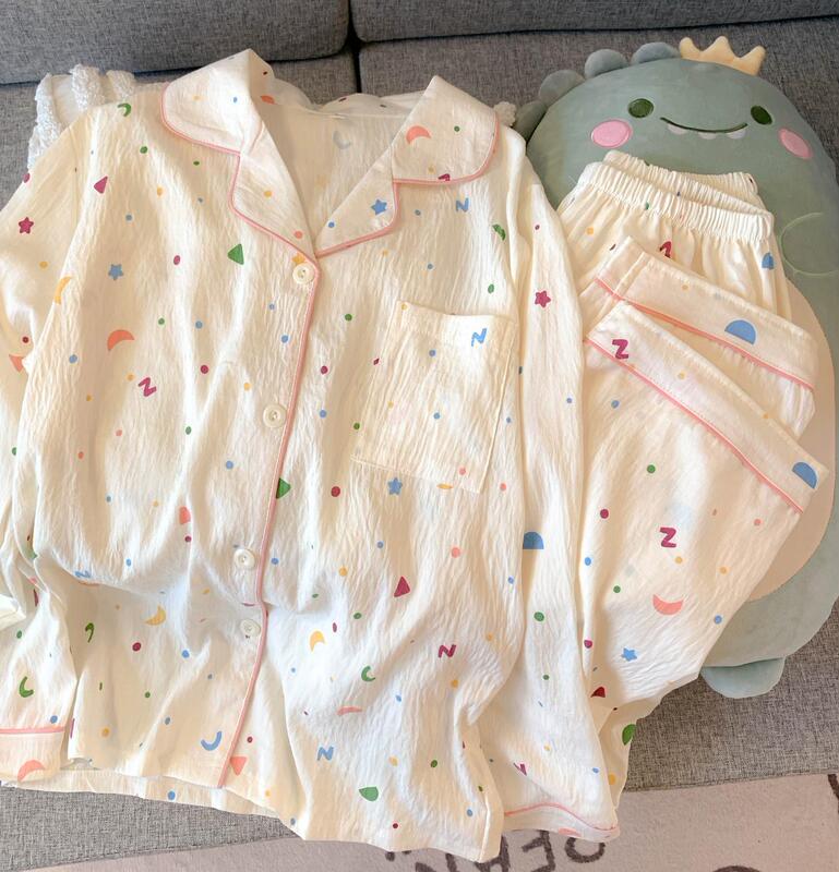 外国貿易クロスボーダー卸売クラウドコットン長袖ズボン 120 グラムパジャマ女性のための Xiaoxin 外で着用できるラペルカーディガンホーム服|undefined