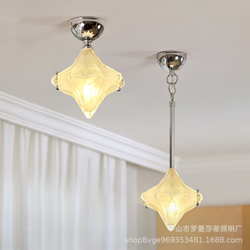 Star Chandelier French Medieval Glass Restaurant Entrance Aisle Balcony Island High-End Retro Bedroom Bedside Lamp