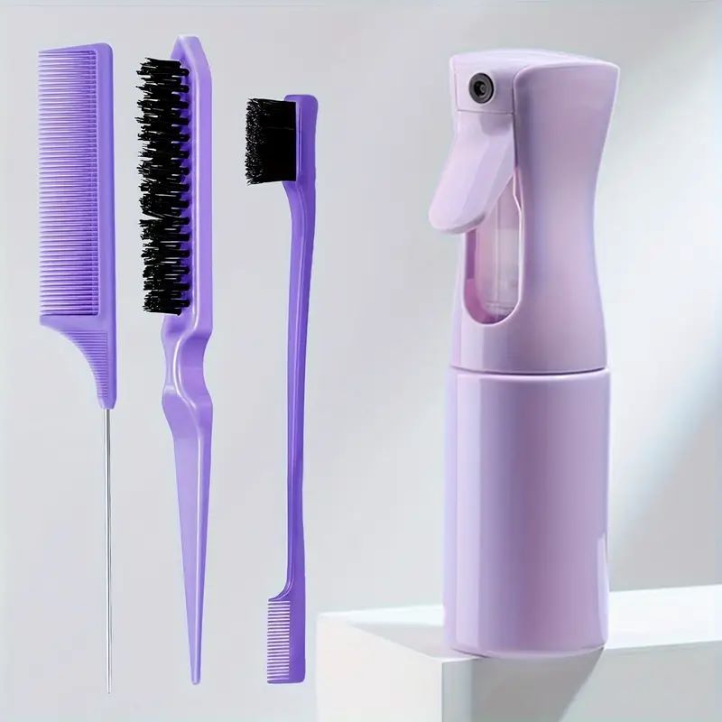 Temu cepillo de lavado de cabello botella de pulverización continua peinado de punta de cola peinado vacío peinado estilo peinado de cabello conjunto de cabello