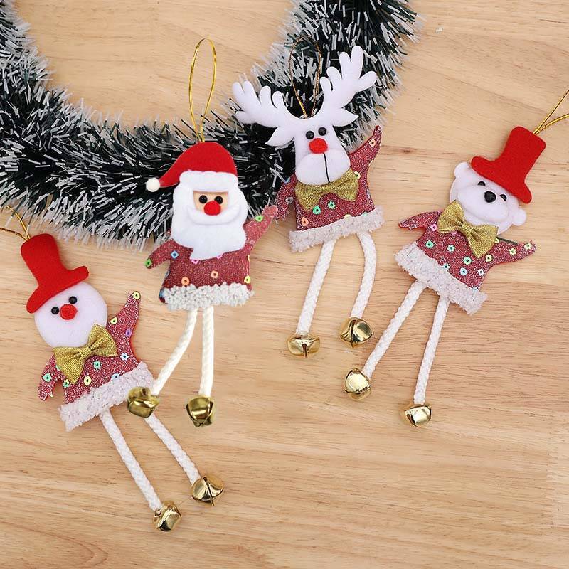 Cross-border hot-selling Christmas decoration small pendant window decoration long-legged old man with bell hanging decoration atmosphere decoration