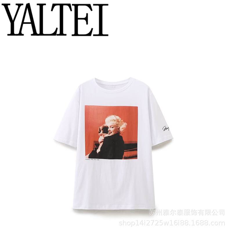 Zar Autum New Women's Clothing European and American Style French Design Sense Fashionable Casual Style Marilyn Monroe T-Shirt