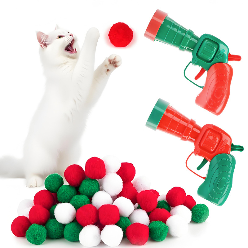 Navidad juego de juguetes para gatos auto-hola aburrida barra de lanzamiento de pistola jaula de ratas mordida cuerda mascota gato bola de juguete