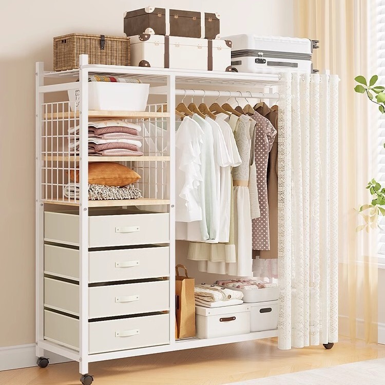 Wardrobe home bedroom 2023 hot-selling free combination metal wardrobe simple assembly wardrobe multi-layer storage rack