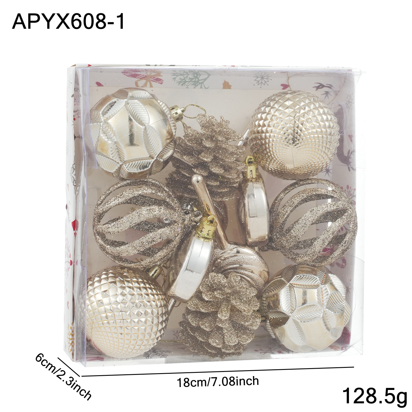 Conjunto de Navidad transfronterizo caja de polvo adhesivo galvanizado decoración del árbol de Navidad decoración de la atmósfera de vacaciones decoración de colgante en stock image 6