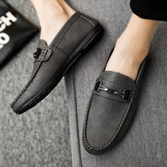 Advanced men's shoes, men's slip-on fashionable leather dress shoes, men's Loafers, DouDou shoes, Korean style casual shoes
