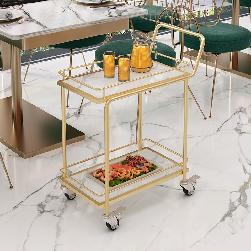 北欧移动小手推车酒店酒水酒吧多层铁艺餐厅收纳传送菜小吃车