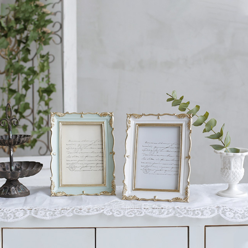 European-Style 6inch 7inch Photo Vintage Frame Tabletop White Picture Frame 7inch Frame Decoration