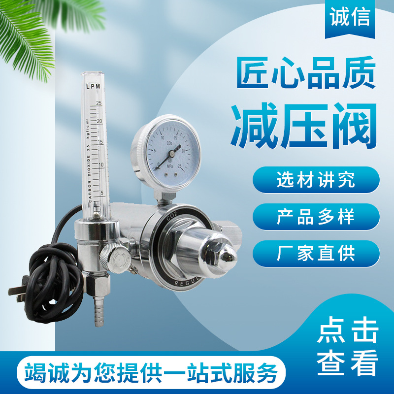 捷高 二氧化碳加热气体减压器全铜材料加热二氧化碳气体减压阀