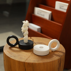 創意ins風黑白色陶瓷燭台擺件 復古家居裝飾品婚慶桌面蠟燭台擺設