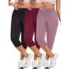 3pcs Plus Size Women'S Yoga Capris Solid Color with|ms
